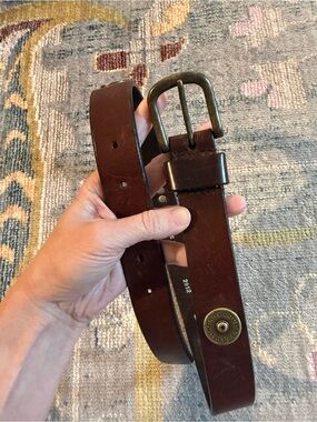 Boys Ducks Unlimited Brown Leather Belt 12GA Shotgun Shell Concho Brass Buckle L